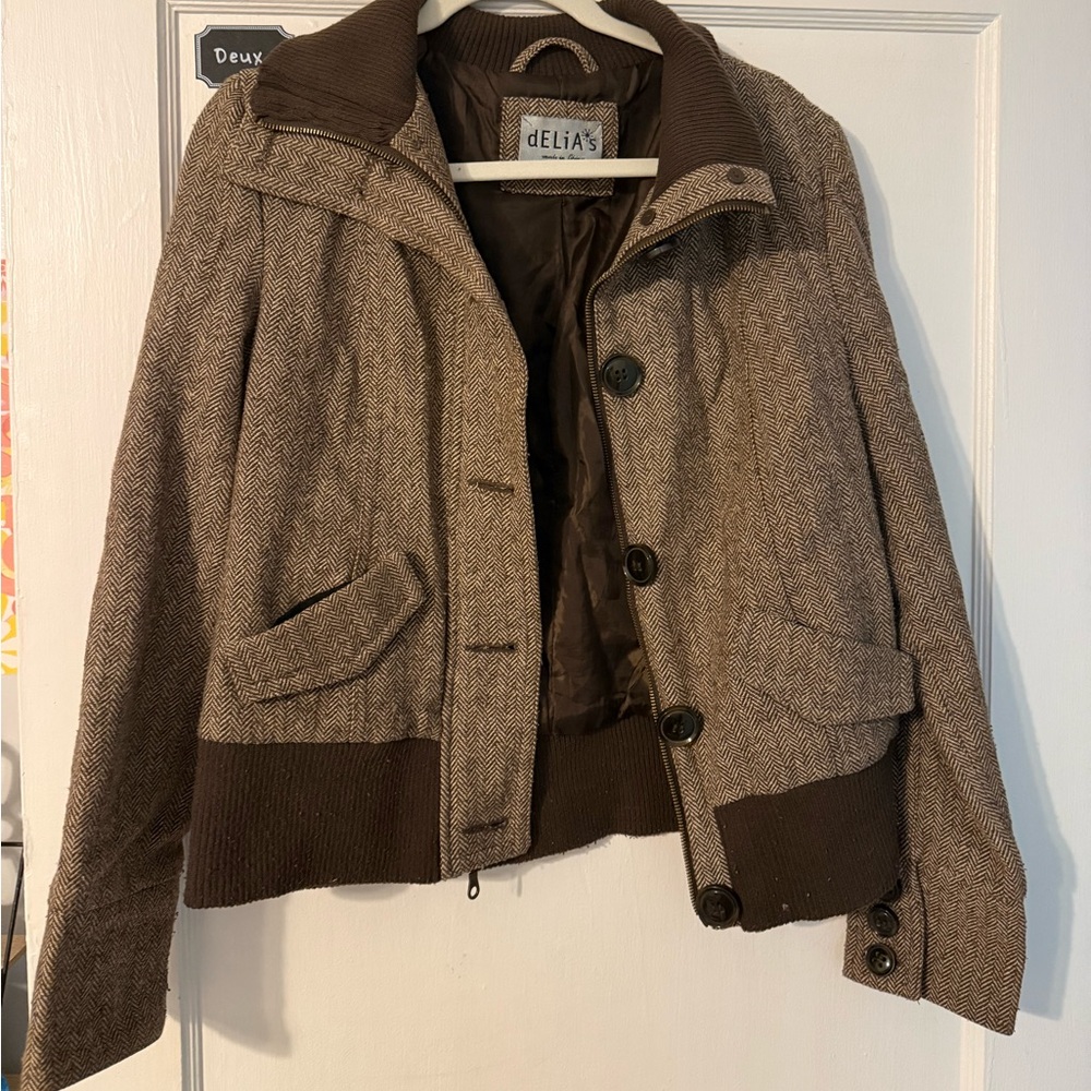 Delia’s Herringbone Brown Coat